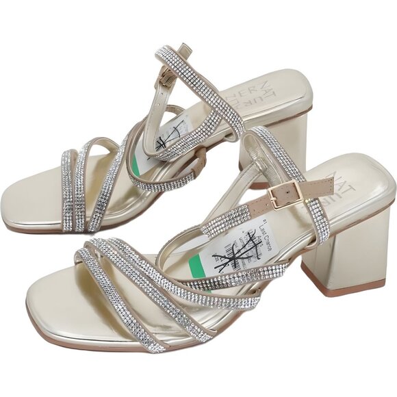 Naturalizer Niko 2 Women's Gold Ankle Strap Heels Size 6.5 - Picture 2 of 6